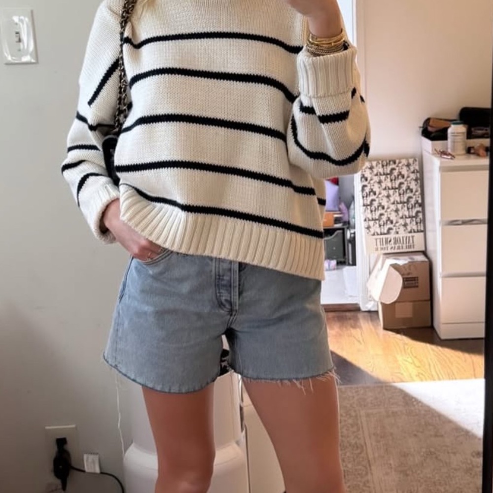 NEW STILL HERE cut off shorts in vintage blue